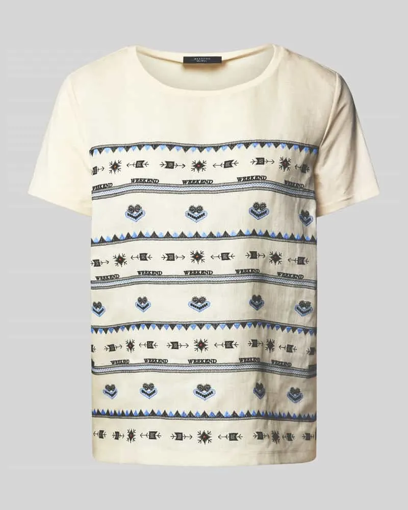 Max Mara T-Shirt mit Spitzenbesatz Modell 'BONDENO Offwhite