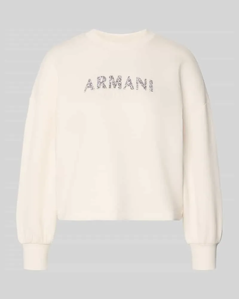 Armani Exchange Sweatshirt mit Logo-Print und Rundhalsausschnitt Offwhite
