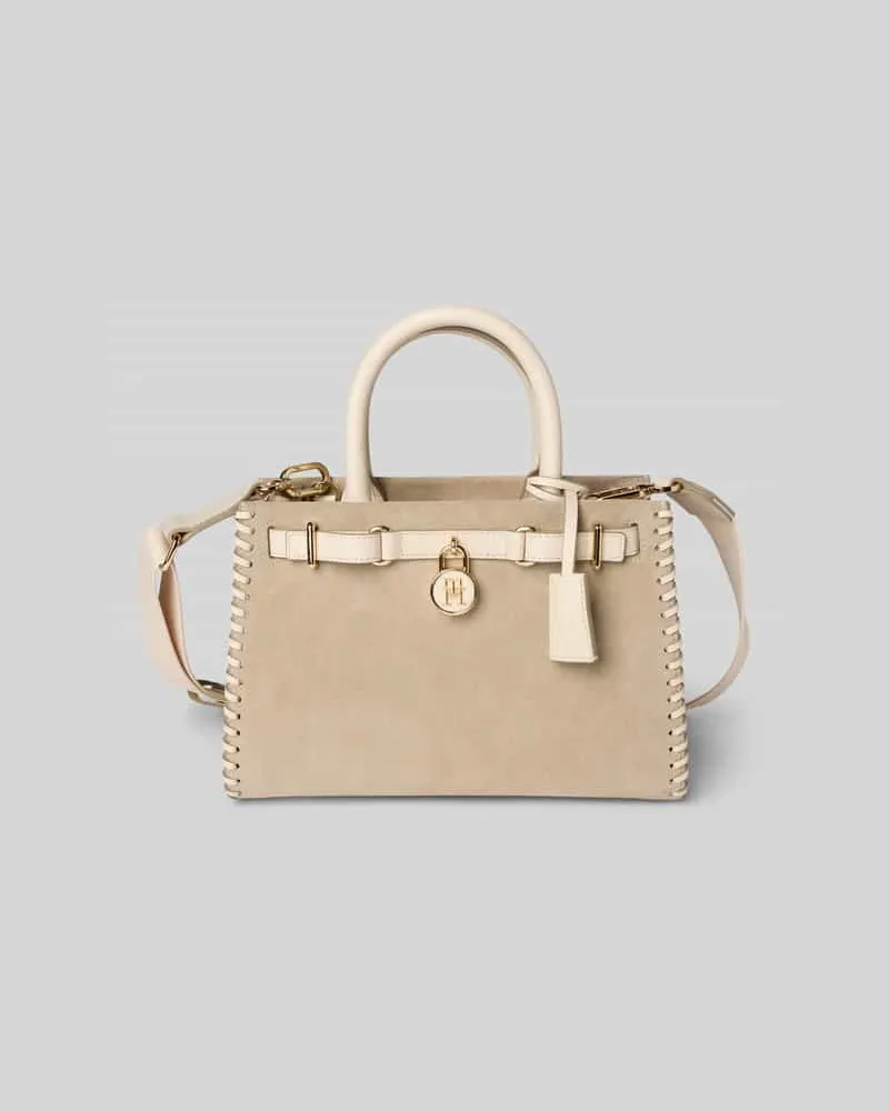 Tommy Hilfiger Tote Bag aus echtem Veloursleder Ecru