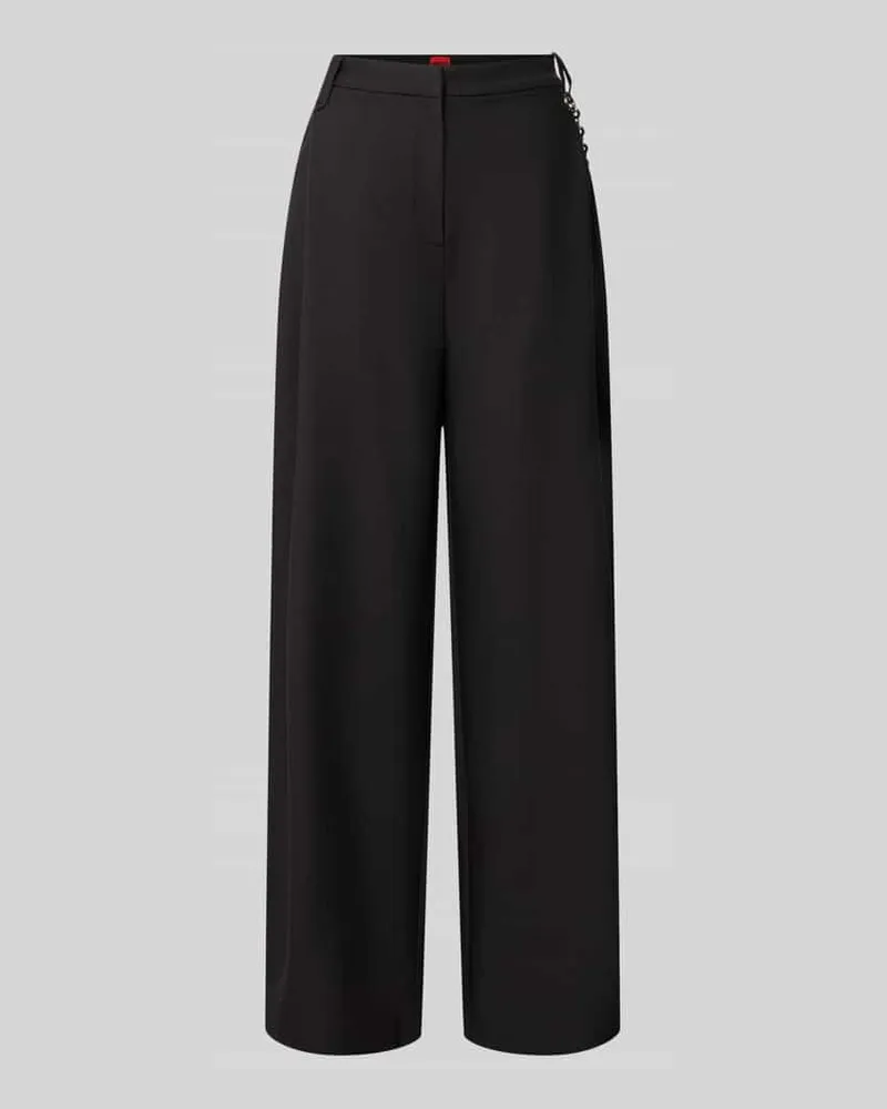 HUGO BOSS Regular Fit Barrel Leg Hose mit Viskose-Anteil Modell 'Hentessa-1 Black