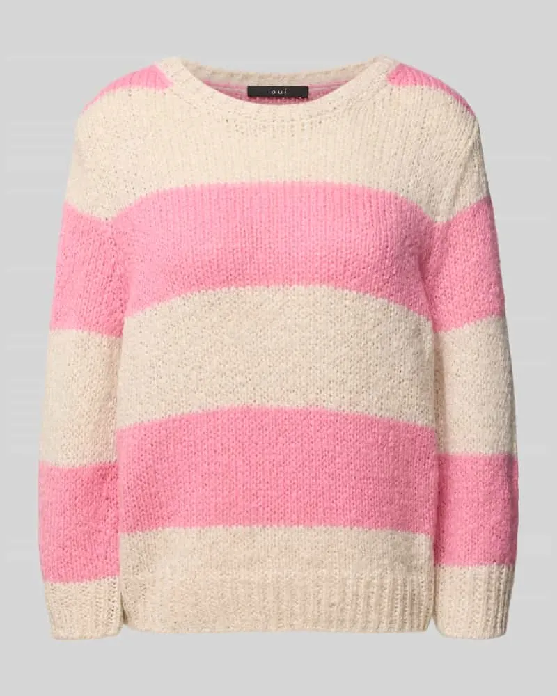 Oui  Strickpullover mit gerippten Abschlüssen Hellrosa