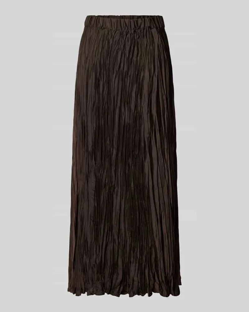 Stefanel Maxirock mit elastischem Bund Modell 'CRINKLE SKIRT Dunkelbraun