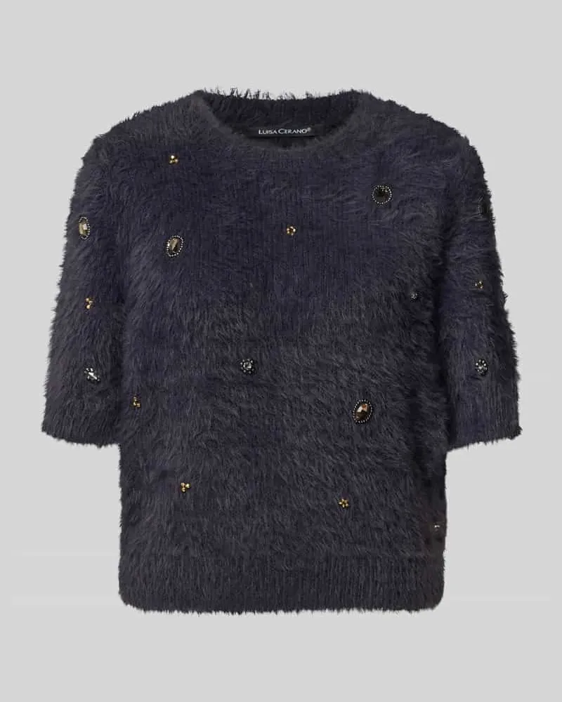 Luisa Cerano Regular Fit Strickpullover mit Zier-Applikationen Marine