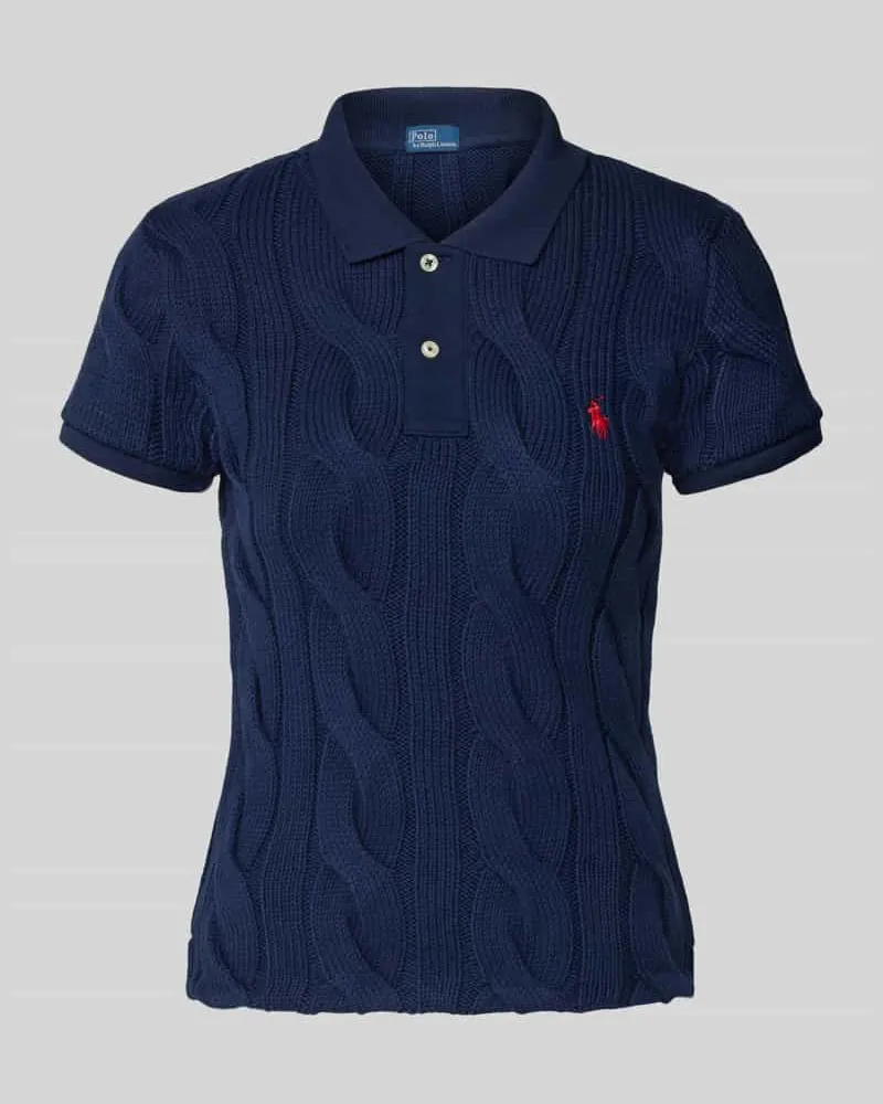 Ralph Lauren Regular Fit Poloshirt mit Zopfmuster und Logo-Stitching Marine
