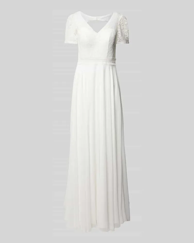 LUXUAR Abendkleid mit Häkelspitze Offwhite