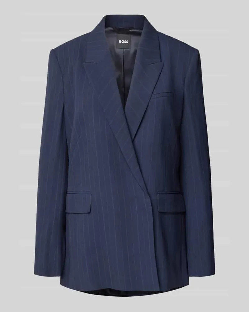HUGO BOSS Relaxed Fit Longblazer mit Nadelstreifen Marine