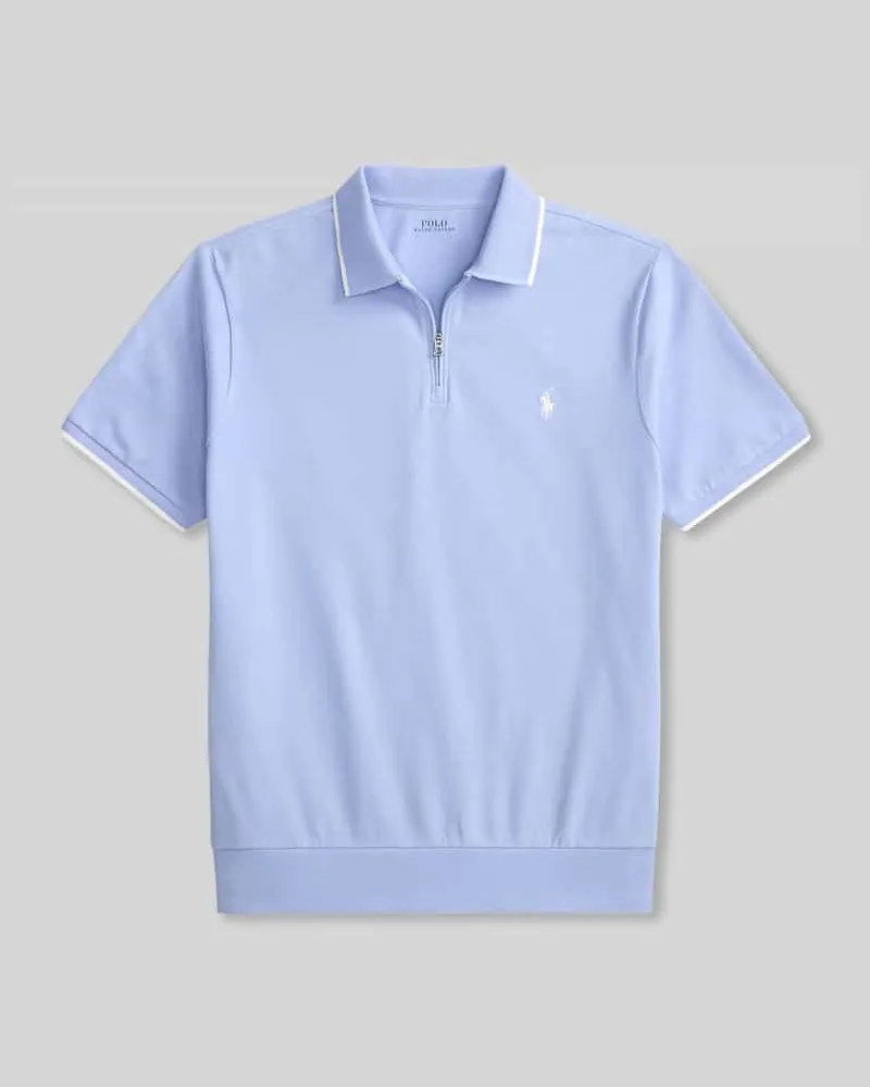 Ralph Lauren Regular Fit Poloshirt aus Baumwoll-Mix mit Reißverschluss Hellblau