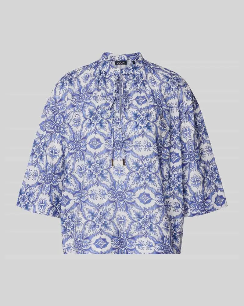 JOOP! Regular Fit Bluse mit Schlüsselloch-Ausschnitt Modell 'Beyda Blau