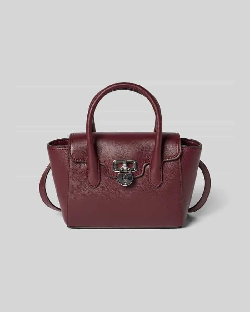 Ralph Lauren Handtasche aus Rindsleder mit Tragehenkel und Schulterriemen Bordeaux