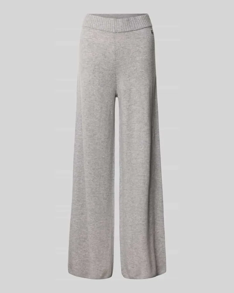 S.Oliver Wide Leg Strickhose aus Woll-Kaschmir-Mix Hellgrau
