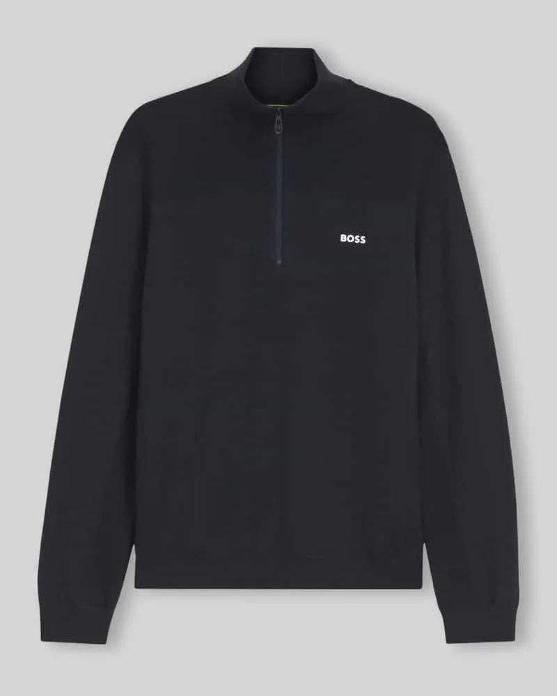 HUGO BOSS Regular Fit Pullover mit Schurwoll-Anteil Modell 'KN_Momentum-X QZ Dunkelblau