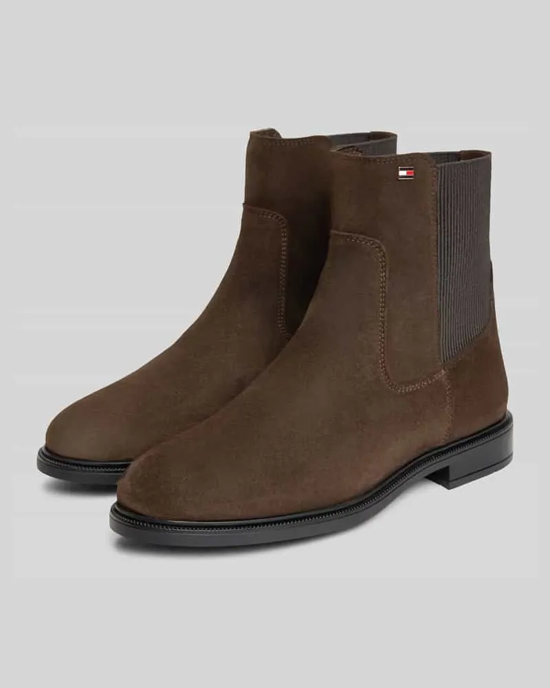 Tommy Hilfiger Chelseas aus echtem Leder mit Logo-Detail Dunkelbraun