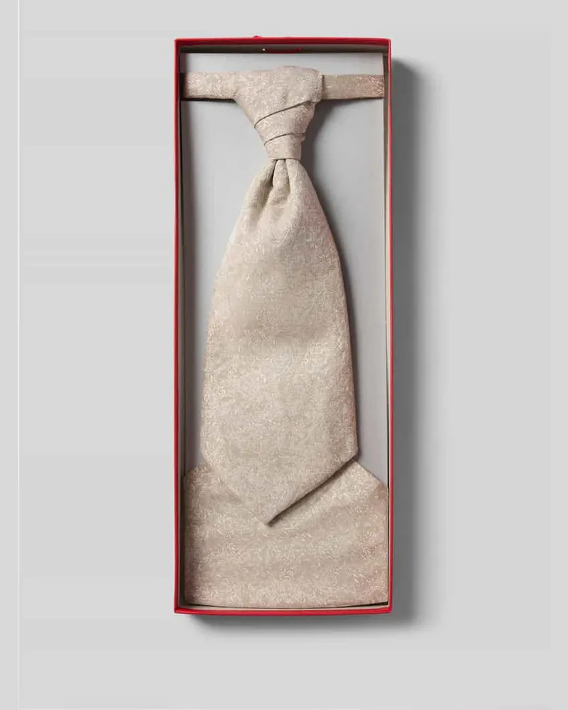 Wilvorst Krawatten-Set mit Einstecktuch in Geschenkbox Beige