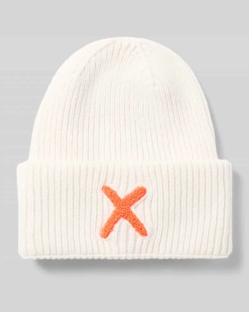 UNIO Mütze aus Schurwolle-Kaschmir-Mix mit Motiv-Stitching Offwhite