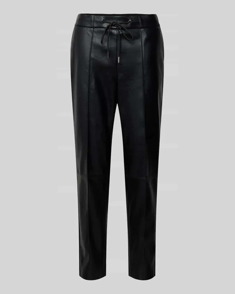 S.Oliver Straight Leg Hose in Lederoptik mit fixierten Bügelfalten Black