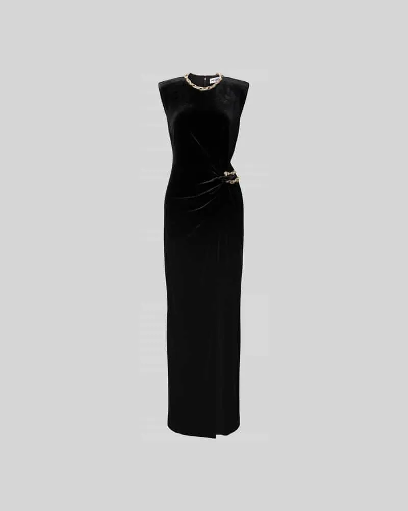 Self-Portrait Maxikleid mit Stretch-Anteil Black