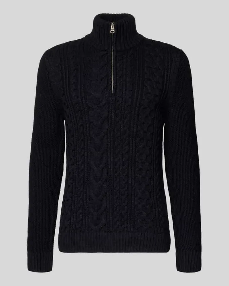 Superdry. Strickpullover mit gerippten Abschlüssen Dunkelblau