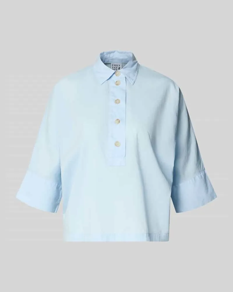 Emily van den Bergh Boxy Fit Bluse mit 3/4-Arm Hellblau