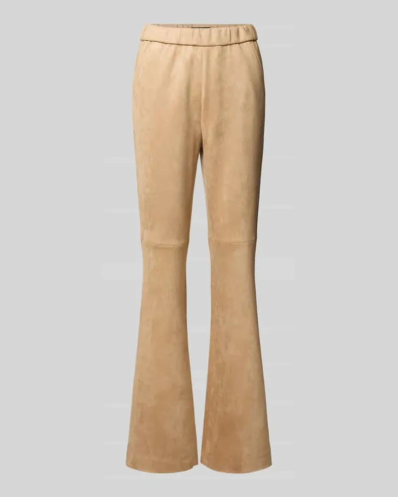 Betty Barclay Flared Fit Stoffhose in Leder-Optik Modell 'September Beige