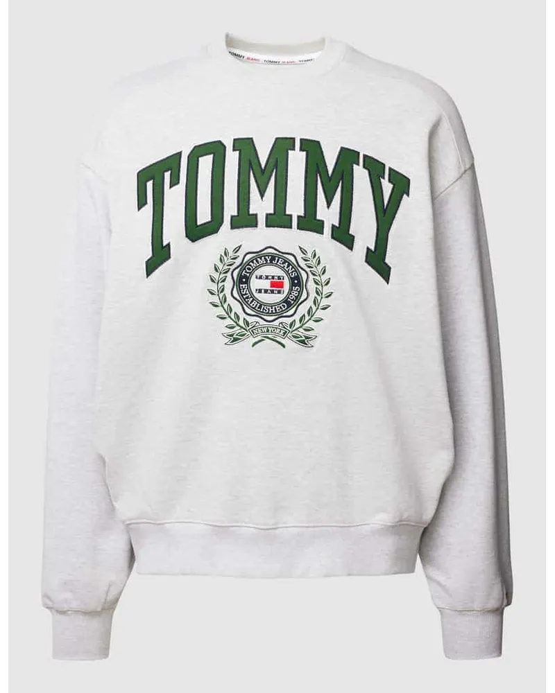 Tommy Hilfiger Sweatshirt mit Label-Stitching Modell 'BOXY COLLEGE Hellgrau