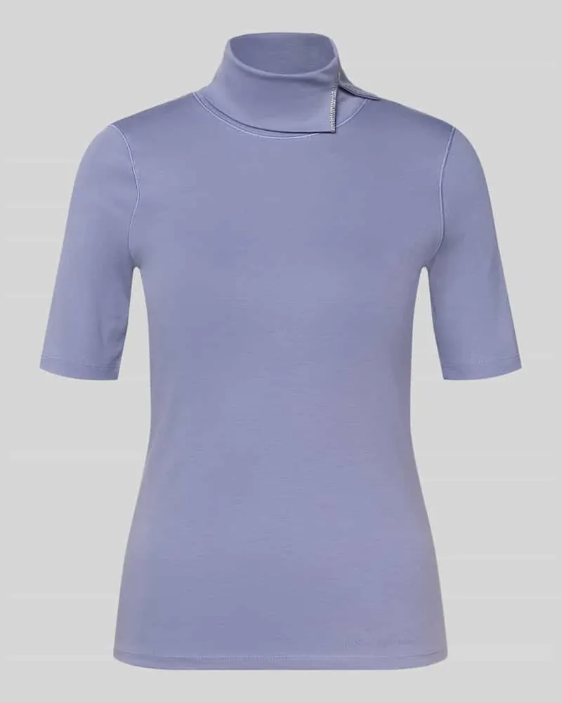 Marc Cain Eng anliegendes T-Shirt aus Baumwoll-Mix mit Rollkragen Lavender