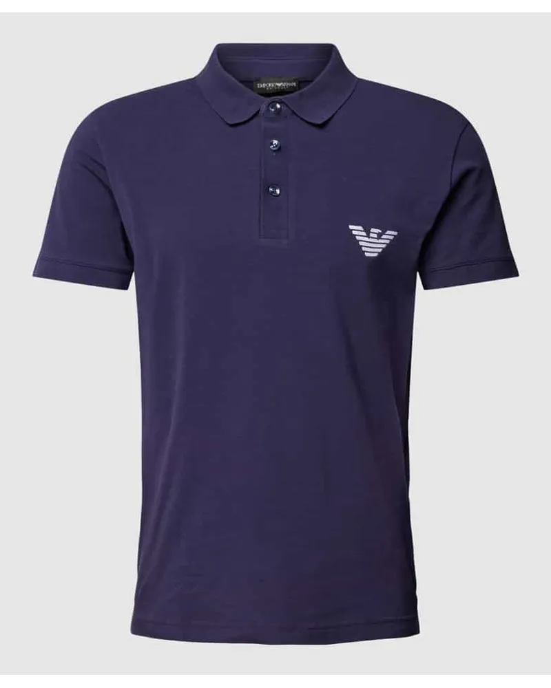 Emporio Armani Poloshirt im unifarbenen Design Modell 'ESSENTIAL Dunkelblau