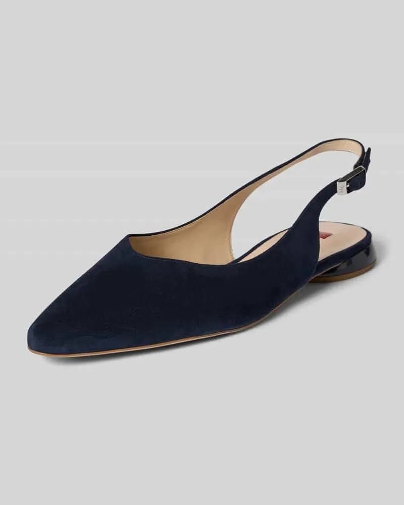 Högl Pumps aus Leder mit Riemen und Dornschließe Dunkelblau