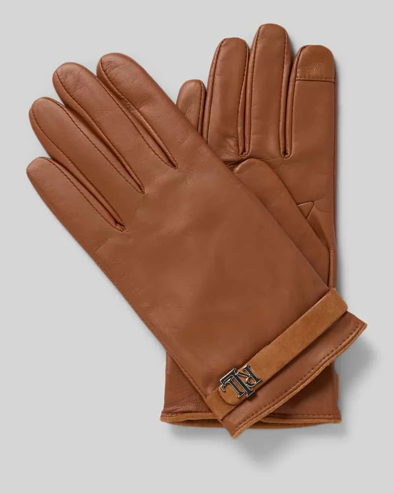 Ralph Lauren Handschuhe aus Schafsleder mit Logo-Applikation Taupe