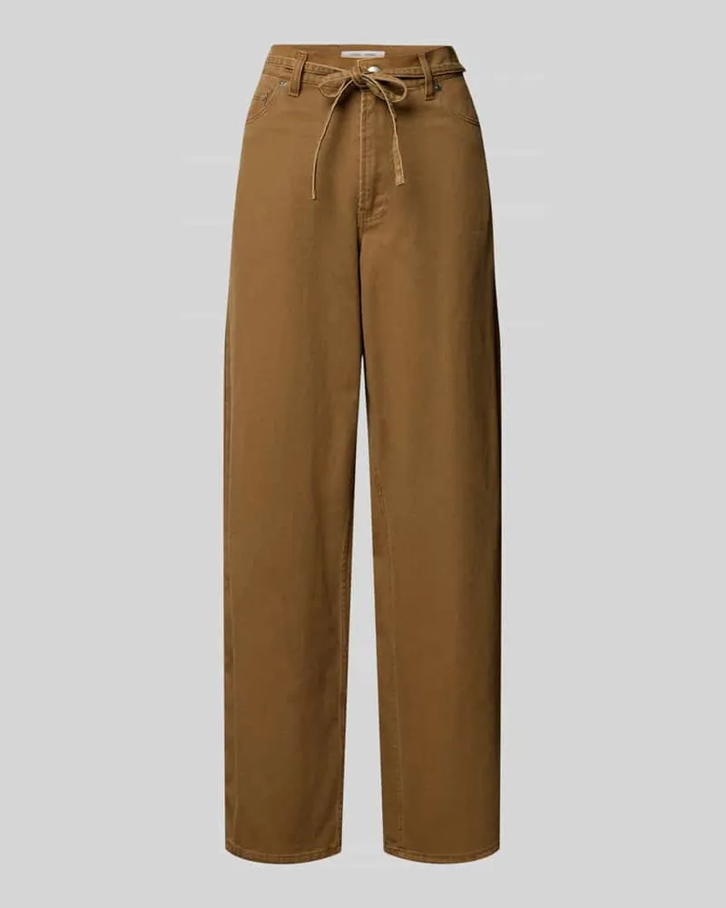 Samsøe & Samsøe Jeans mit weitem Bein und Bindegürtel Modell 'HARPER Cognac