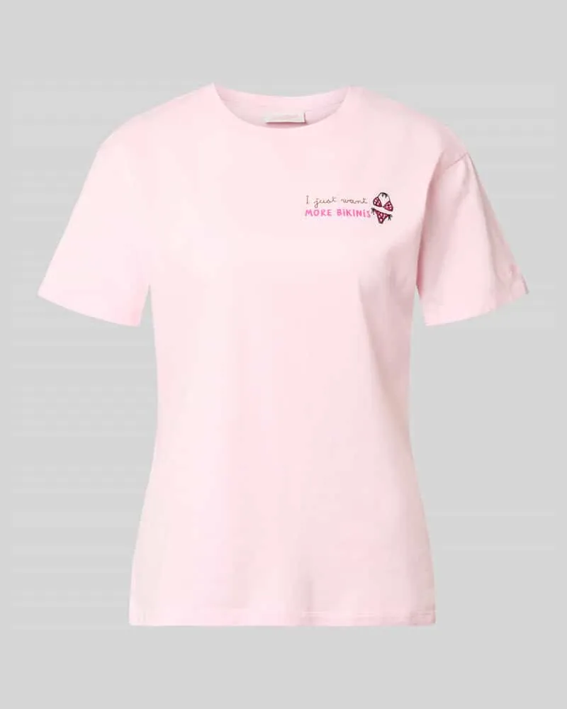 MC2 Saint Barth T-Shirt mit Motiv- und Statement-Stitching Modell 'EMILIE Hellrosa