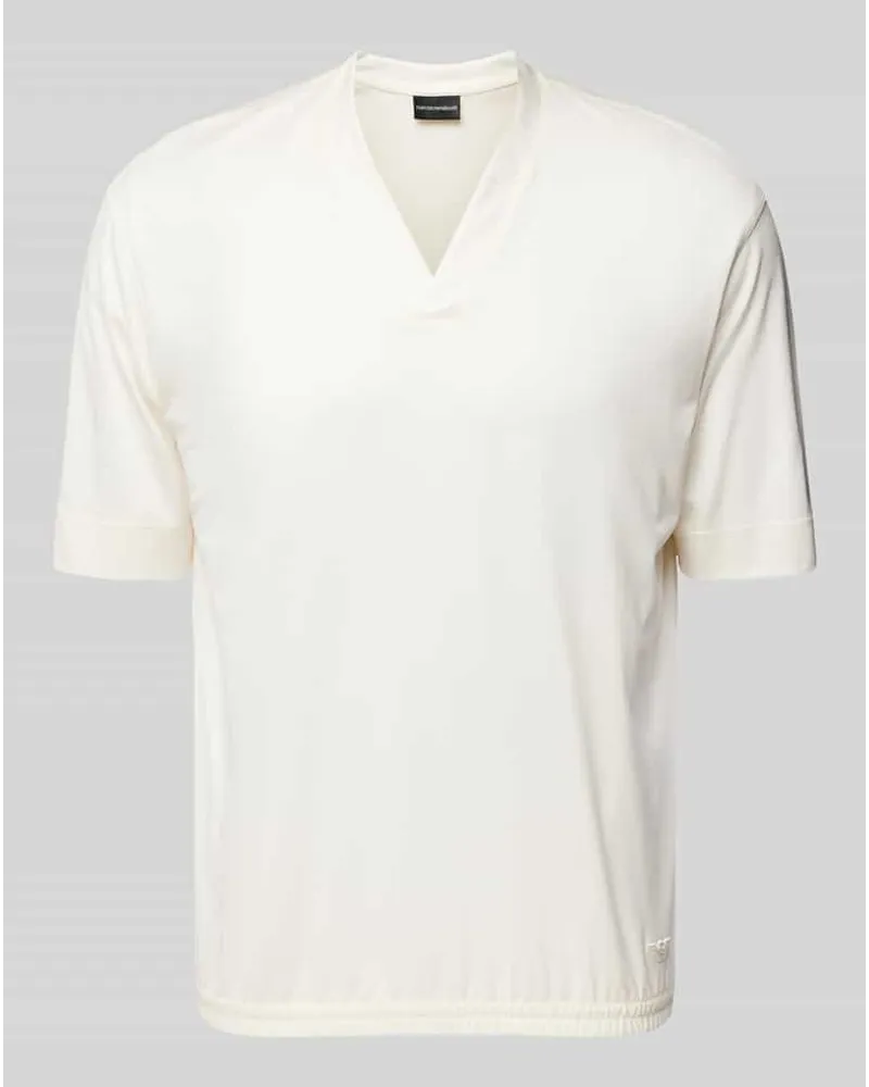 Emporio Armani T-Shirt mit Tunikakragen Offwhite