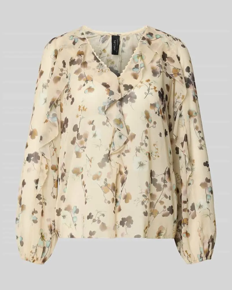 Marc Cain Bluse im Allover-Look mit Volants Sand