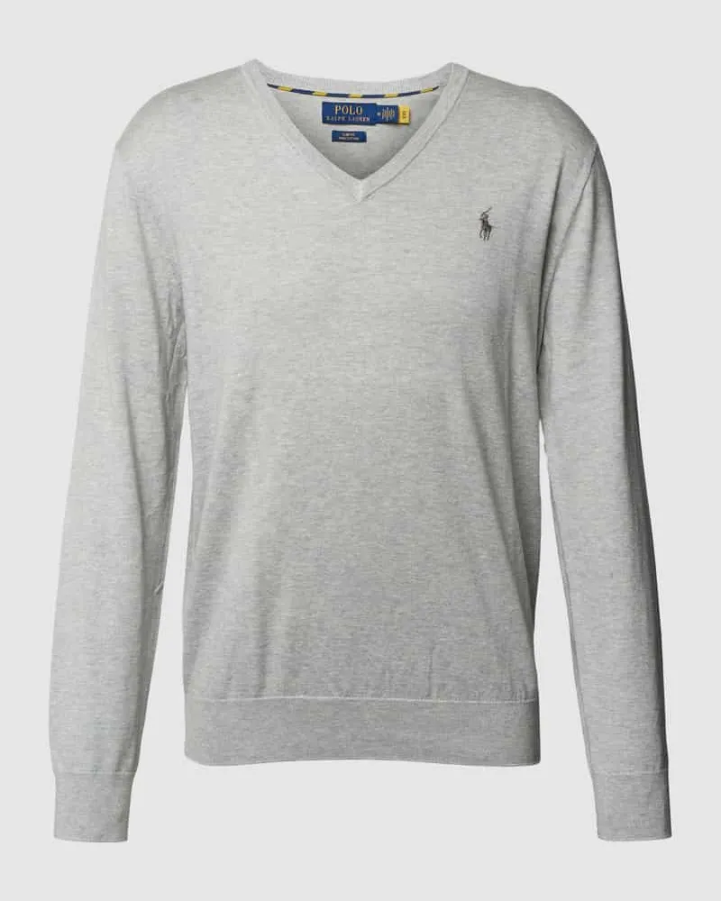 Ralph Lauren Longsleeve mit Logo-Stitching Hellgrau