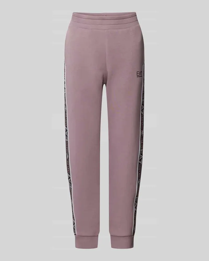 EA7 Tapered Fit Sweatpants mit Label-Streifen Mauve