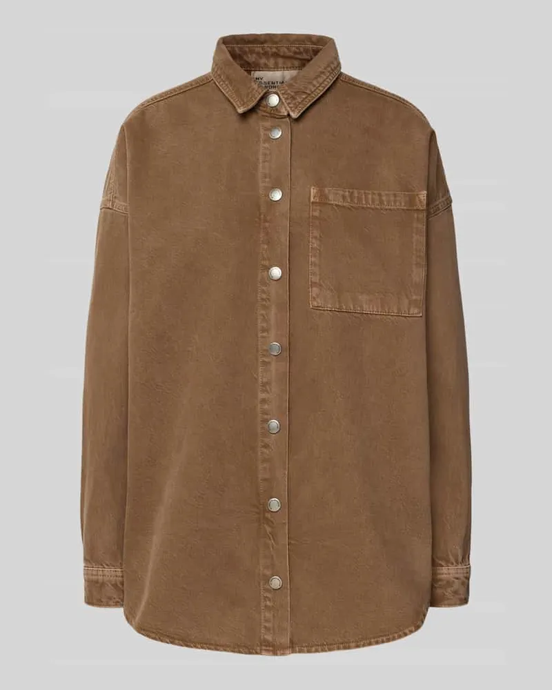 My Essential Wardrobe Jeansbluse mit Brusttasche Modell 'Malo Cognac