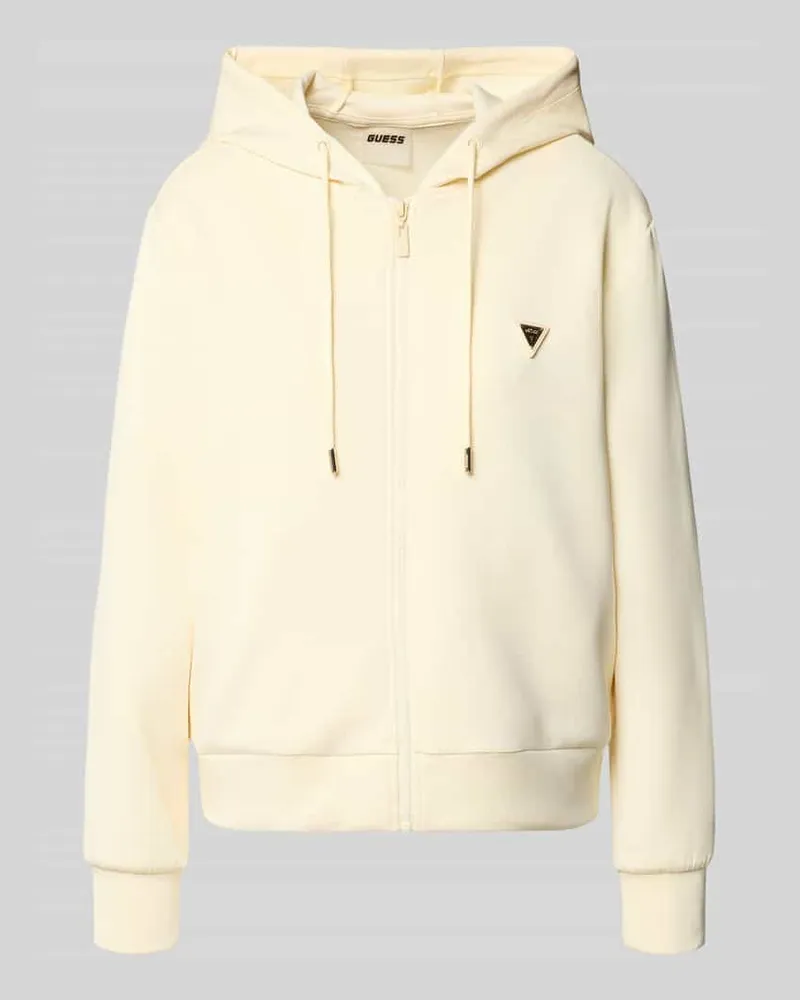 Guess Sweatjacke mit Label-Applikation Modell 'OLYMPE Offwhite