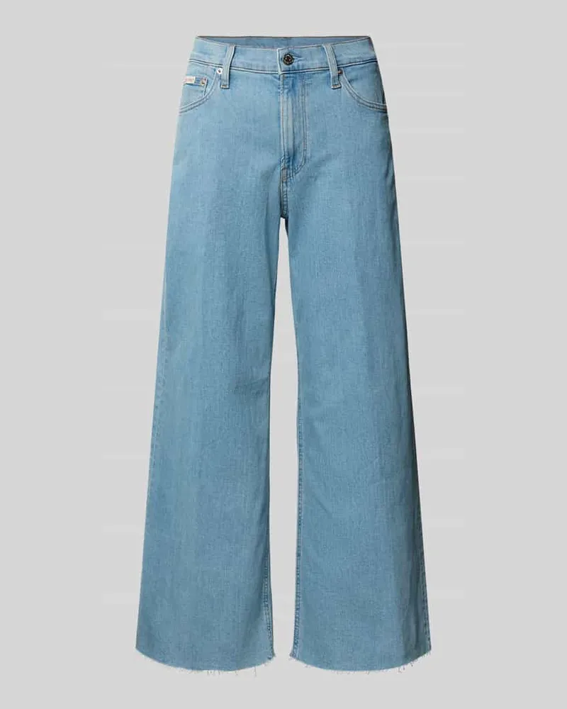Calvin Klein Ultra High Waist Wide Fit Jeans mit Fransen Hellblau
