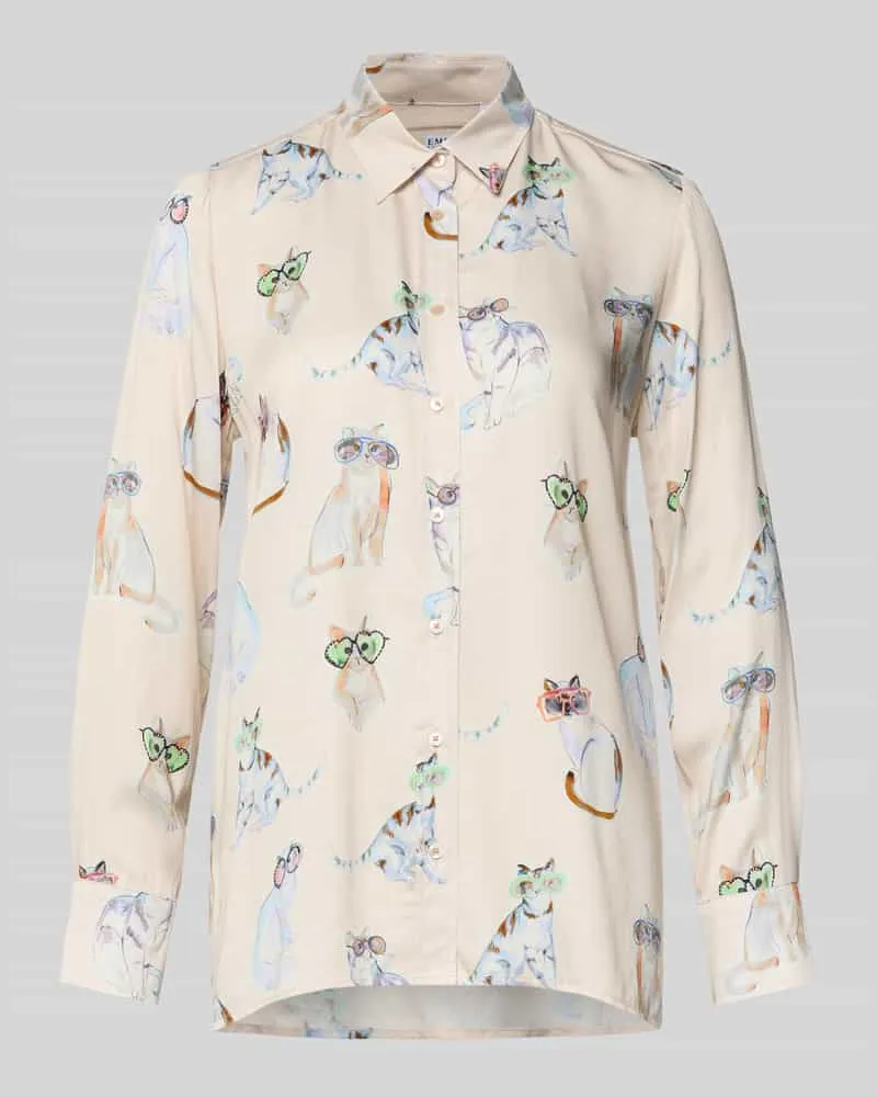 Emily van den Bergh Regular Fit Bluse mit Manschetten Beige