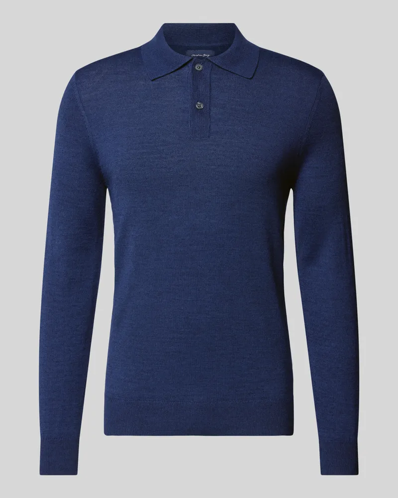 Christian Berg Slim Fit Strickpullover mit Polokragen Dunkelblau