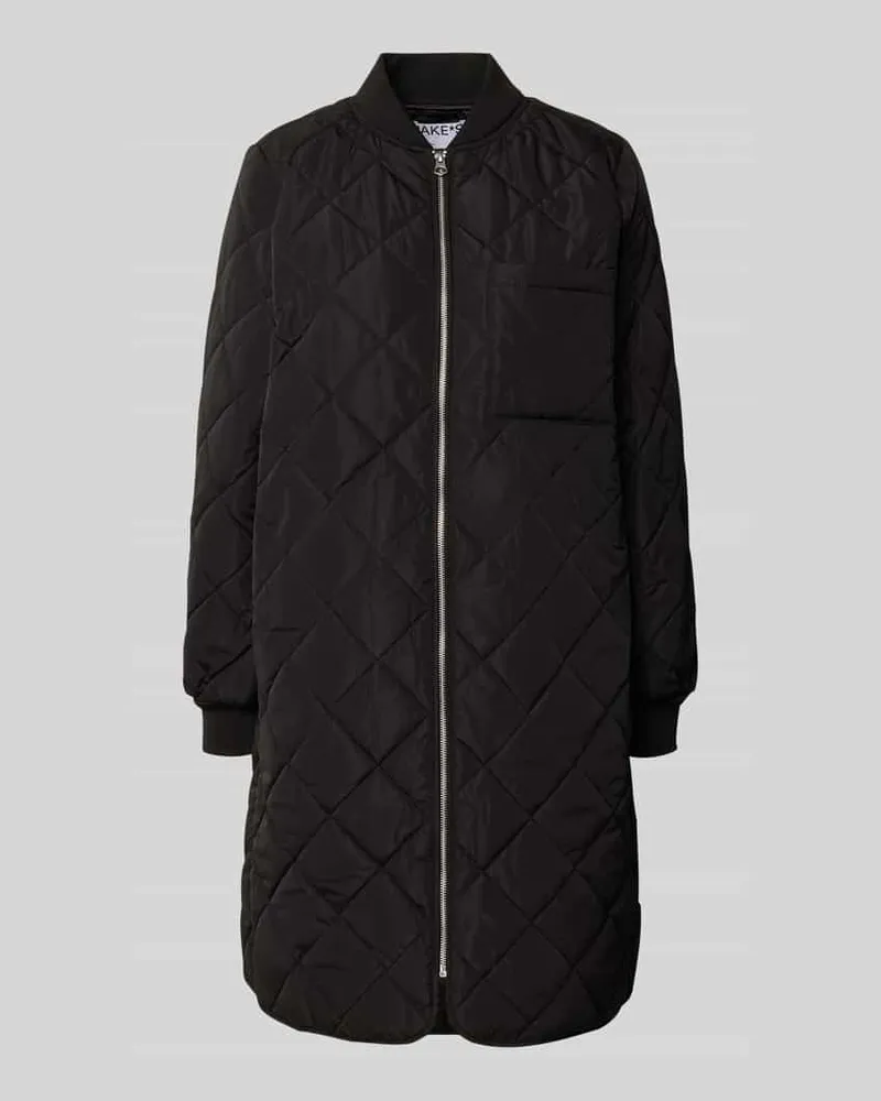 JAKE*S Regular Fit Steppmantel mit Stehkragen Black