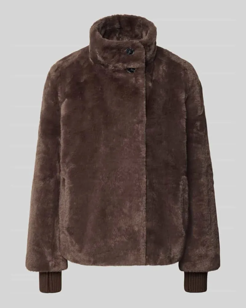 COMMA Jacke aus Kunstfell mit Eingrifftaschen Dunkelbraun