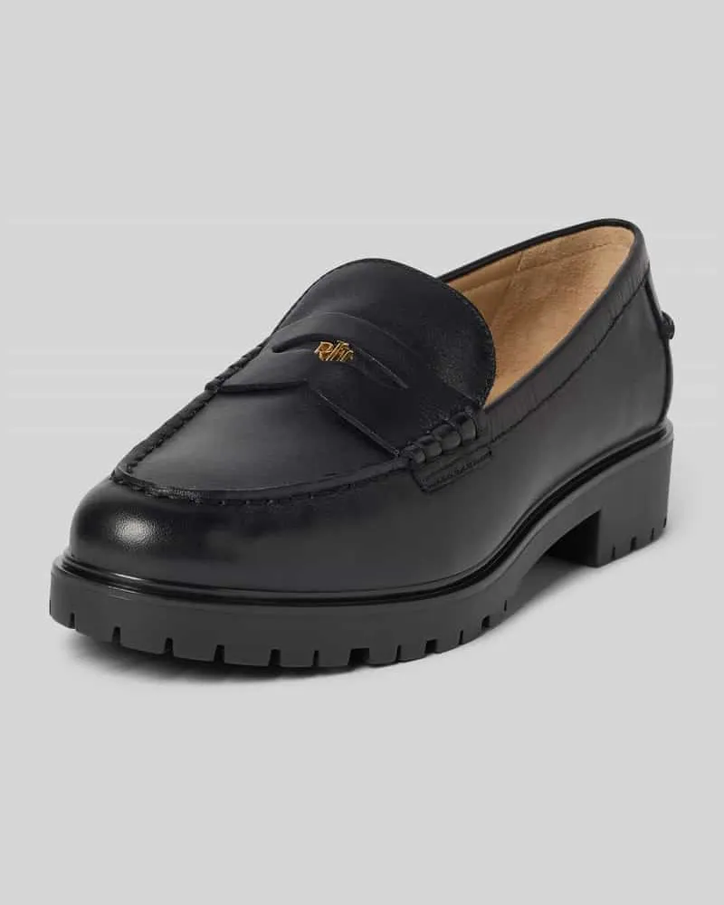 Ralph Lauren Loafer aus echtem Leder mit Logo-Applikation Modell 'Marli Black