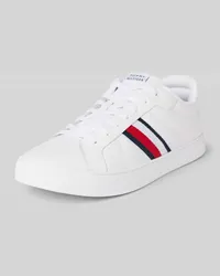 Tommy Hilfiger Ledersneaker mit Kontraststreifen Modell 'ICON COURT Weiss