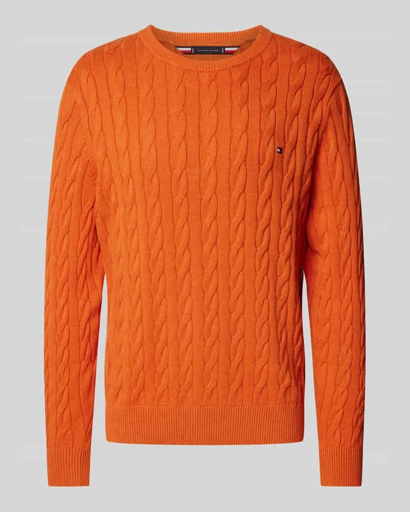 Tommy Hilfiger Strickpullover mit Zopfmuster Orange