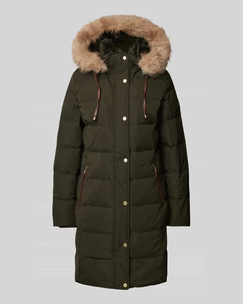 Ralph Lauren Steppmantel mit Kapuze mit Kunstfellbesatz Oliv