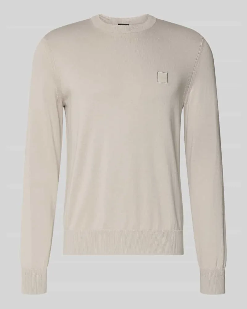 HUGO BOSS Regular Fit Pullover aus Baumwoll-Kaschmir-Mix Modell 'KANOVANO Hellgrau