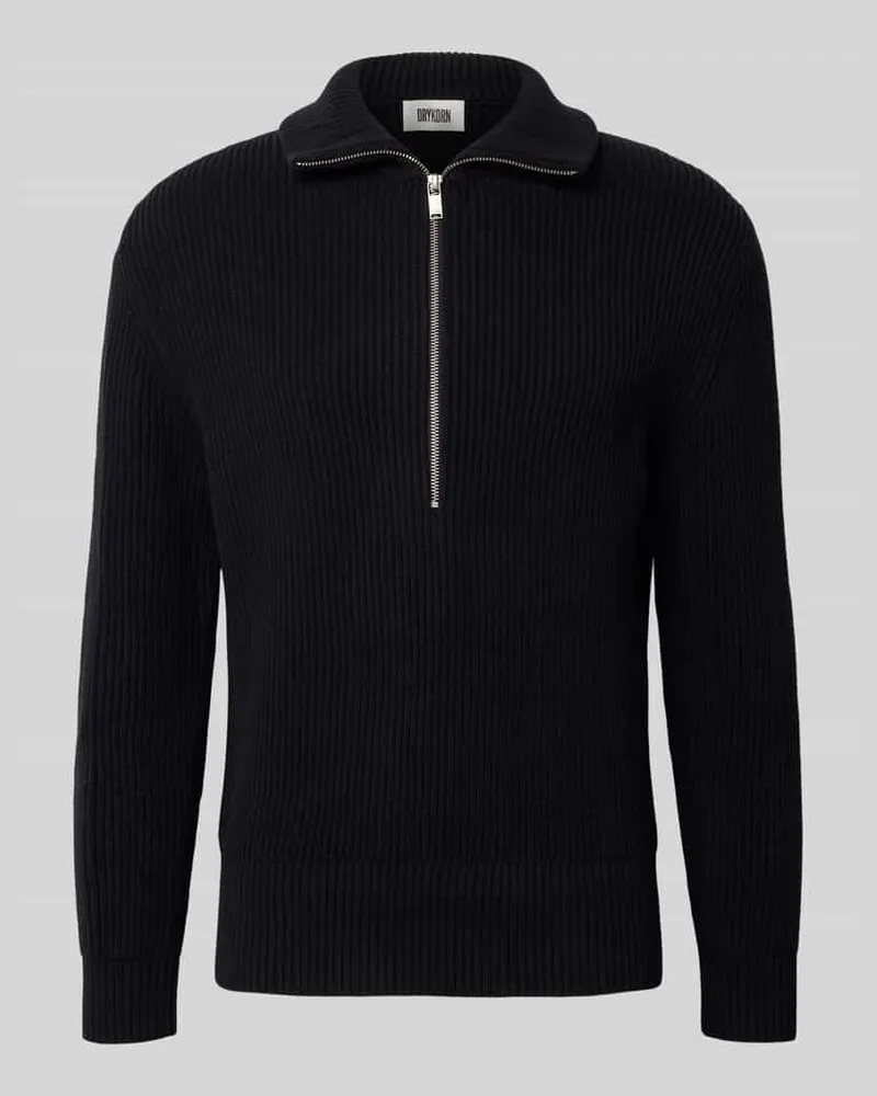 Drykorn Strickpullover mit Troyer-Kragen Modell 'MANUELO Black