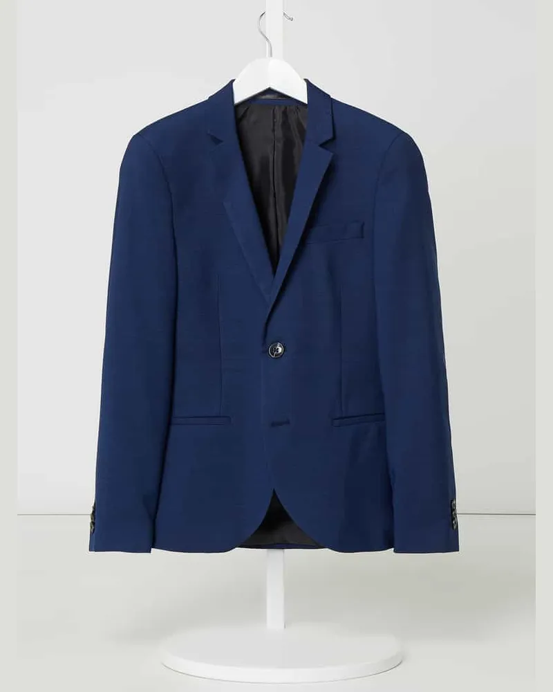 Jack & Jones 2-Knopf-Sakko mit Woll-Anteil Modell 'Solaris Blau