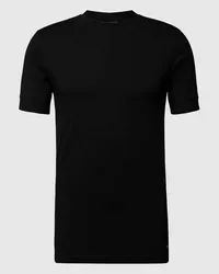 Drykorn T-Shirt mit geripptem Rundhalsausschnitt Modell 'ANTON Black