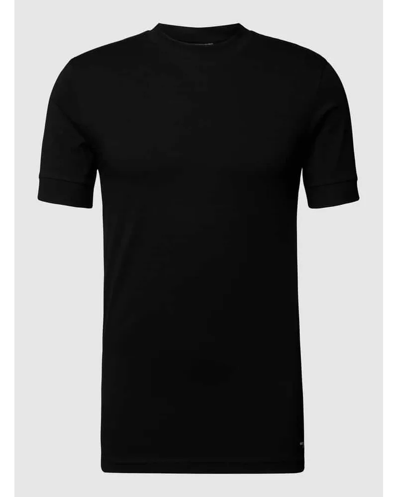 Drykorn T-Shirt mit geripptem Rundhalsausschnitt Modell 'ANTON Black